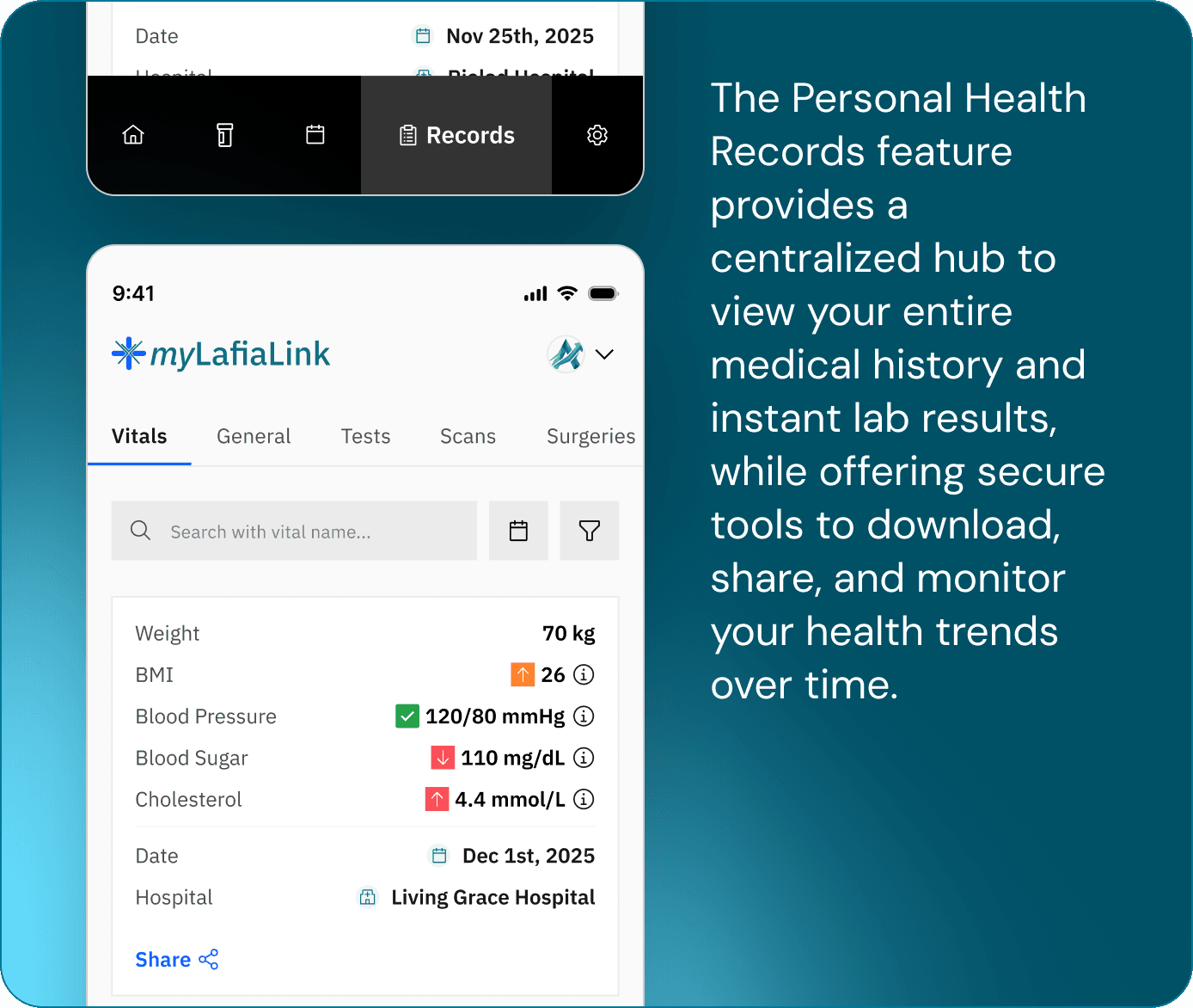 myLafiaLink — Health Monitoring & Records
